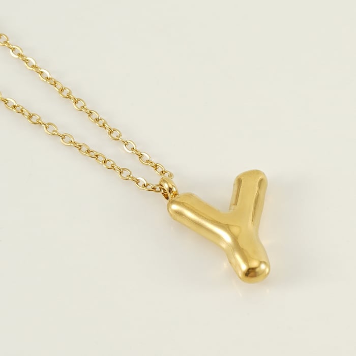 1 Piece Simple Series Simple Letter Y Stainless Steel  Gold Color Women's Pendant Necklaces 